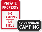 No Camping Allowed Signs   No Camping Signs