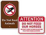 No Feeding Animals Signs