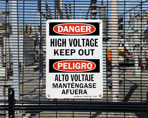 Bilingual High Voltage Sign