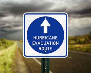 Hurricane evacuation route sign