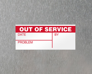 Out Of Service Maintenance Label