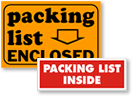 Packing List Labels