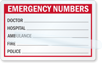 Self Laminating Emergency Contact Numbers Wallet Card