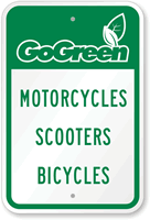 GoGreen   Motorcycles Scooters Bicycles Sign