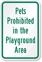 Pets Prohibited in the Playground Area Sign