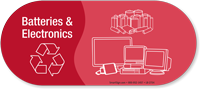 Batteries & Electronics, Vinyl Recycling Sticker with Symbol