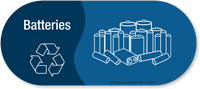 Batteries, Vinyl Recycling Sticker with Graphic