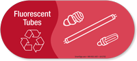 Fluorescent Tubes, Vinyl Recycling Sticker with Symbol