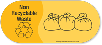 Non Recyclable Waste, Vinyl Recycling Sticker with Symbol