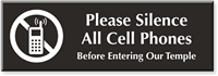 Silence Cell Phones, In Temple Engraved Sign