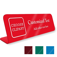 3"x10" Acrylic Desk Nameplate with Clipart & Text