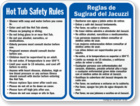 Bilingual Spa Hot Tub Safety Rules Sign