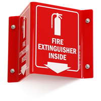 Fire Extinguisher Inside Sign with Down Arrow