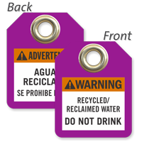 Warning Recycled Reclaimed Water Bilingual Mini Tag