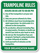 Custom Trampoline Rules Playground Sign