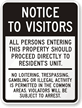 Visitors Proceed Directly To Residents Unit Sign