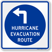 Hurricane Evacuation Route Upper Left Arrow Sign
