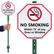 No Smoking Within 75 Feet LawnBoss Sign