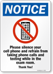Silence Your Cell Phone Exam Room Sign