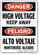 Danger Bilingual High Voltage Keep Away Sign