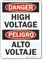 Danger High Voltage Sign Bilingual